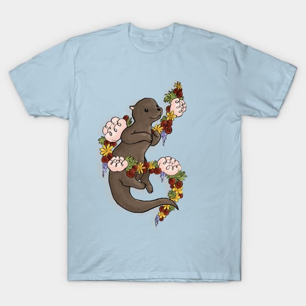 Floral Otter T-Shirt by srw110